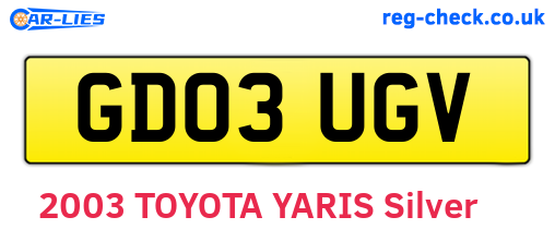 GD03UGV are the vehicle registration plates.
