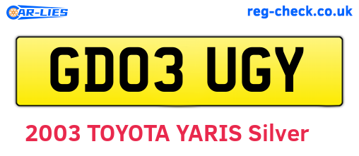 GD03UGY are the vehicle registration plates.