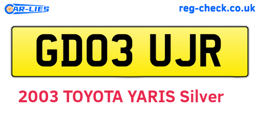GD03UJR are the vehicle registration plates.