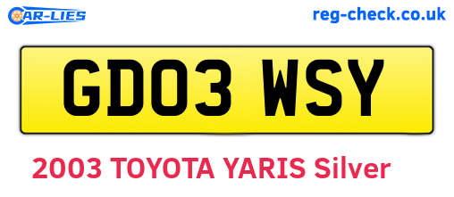 GD03WSY are the vehicle registration plates.