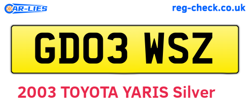 GD03WSZ are the vehicle registration plates.