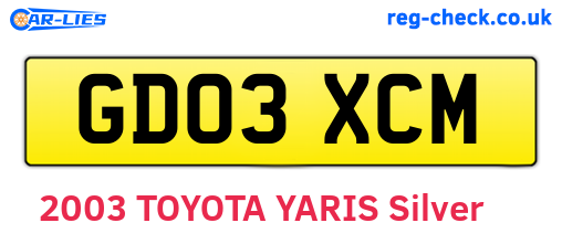 GD03XCM are the vehicle registration plates.
