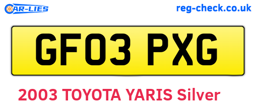 GF03PXG are the vehicle registration plates.