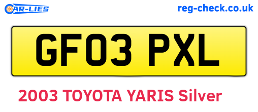 GF03PXL are the vehicle registration plates.