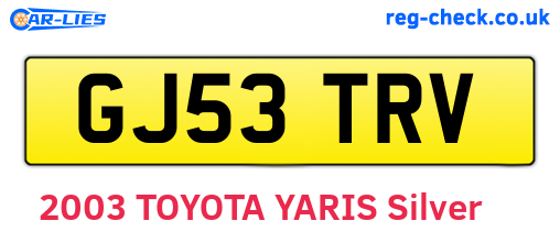 GJ53TRV are the vehicle registration plates.