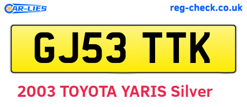 GJ53TTK are the vehicle registration plates.