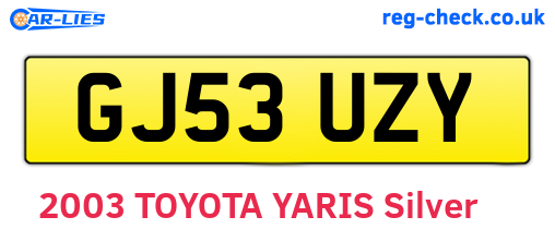 GJ53UZY are the vehicle registration plates.