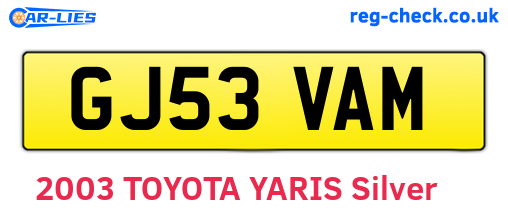 GJ53VAM are the vehicle registration plates.