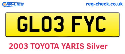 GL03FYC are the vehicle registration plates.