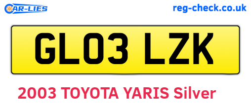 GL03LZK are the vehicle registration plates.