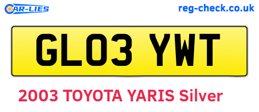 GL03YWT are the vehicle registration plates.