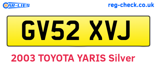 GV52XVJ are the vehicle registration plates.