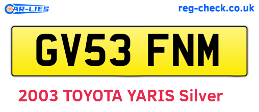 GV53FNM are the vehicle registration plates.
