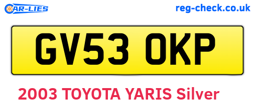 GV53OKP are the vehicle registration plates.