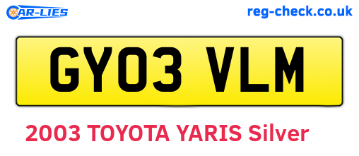 GY03VLM are the vehicle registration plates.
