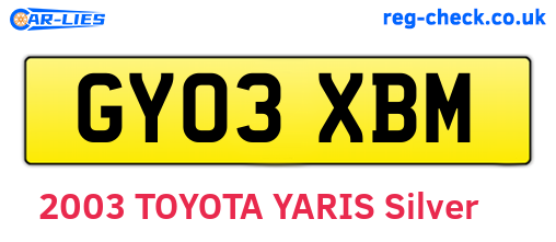 GY03XBM are the vehicle registration plates.