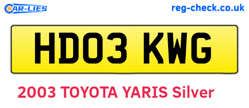 HD03KWG are the vehicle registration plates.