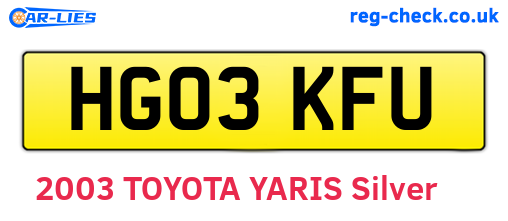 HG03KFU are the vehicle registration plates.