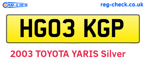 HG03KGP are the vehicle registration plates.