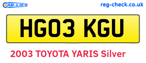 HG03KGU are the vehicle registration plates.