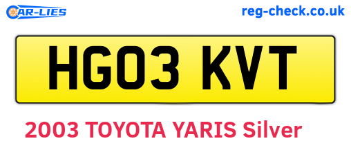 HG03KVT are the vehicle registration plates.