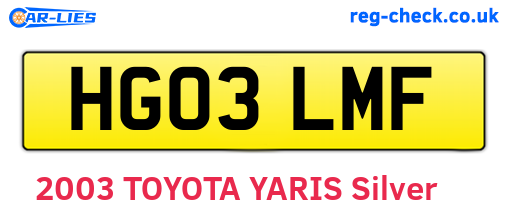 HG03LMF are the vehicle registration plates.