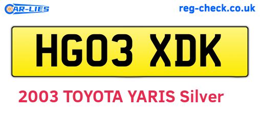 HG03XDK are the vehicle registration plates.
