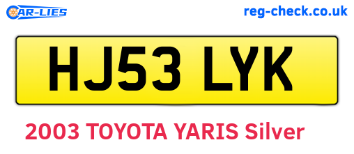 HJ53LYK are the vehicle registration plates.