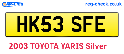 HK53SFE are the vehicle registration plates.