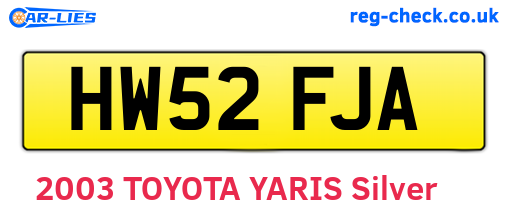 HW52FJA are the vehicle registration plates.