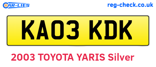 KA03KDK are the vehicle registration plates.