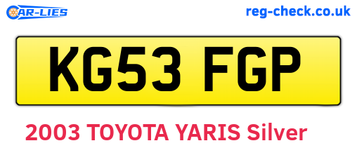 KG53FGP are the vehicle registration plates.