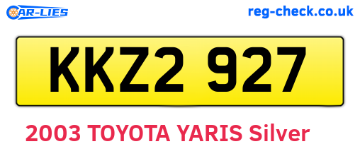 KKZ2927 are the vehicle registration plates.