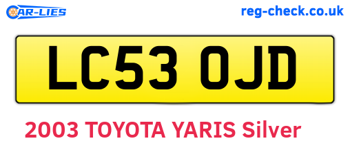 LC53OJD are the vehicle registration plates.