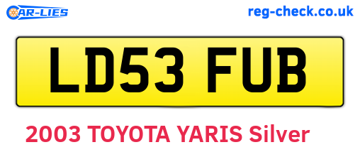 LD53FUB are the vehicle registration plates.