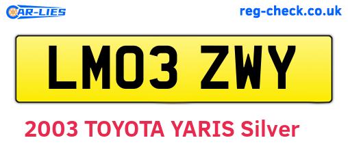 LM03ZWY are the vehicle registration plates.