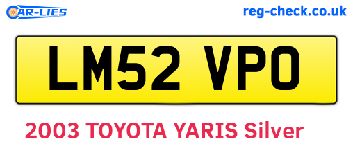 LM52VPO are the vehicle registration plates.