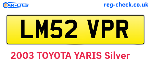 LM52VPR are the vehicle registration plates.