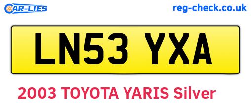 LN53YXA are the vehicle registration plates.