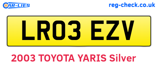 LR03EZV are the vehicle registration plates.