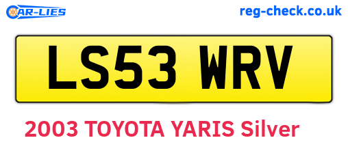 LS53WRV are the vehicle registration plates.