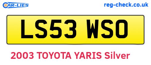 LS53WSO are the vehicle registration plates.