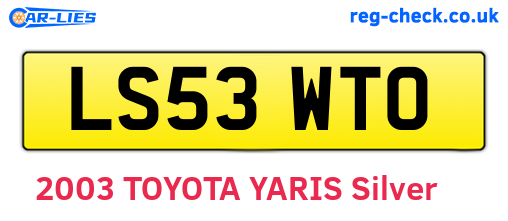 LS53WTO are the vehicle registration plates.