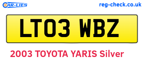 LT03WBZ are the vehicle registration plates.