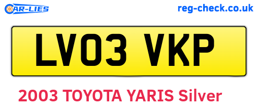 LV03VKP are the vehicle registration plates.