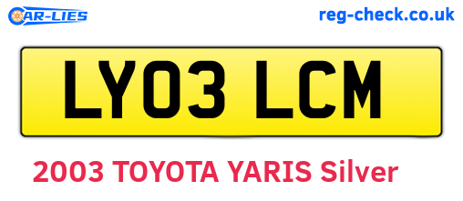 LY03LCM are the vehicle registration plates.