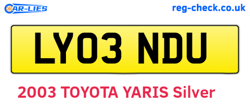LY03NDU are the vehicle registration plates.