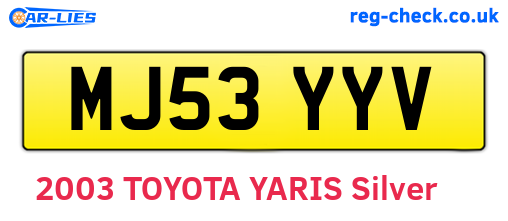 MJ53YYV are the vehicle registration plates.