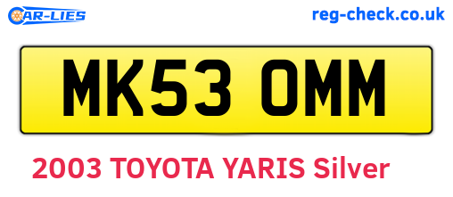 MK53OMM are the vehicle registration plates.