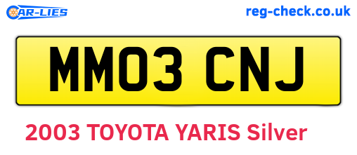 MM03CNJ are the vehicle registration plates.